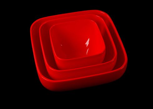 High resolution image. Red plates on a black background.