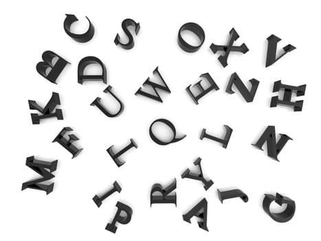 High resolution image alphabet. 3d illustration over  white backgrounds.