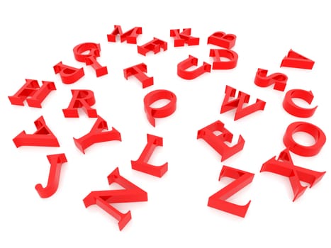 High resolution image alphabet. 3d illustration over  white backgrounds.
