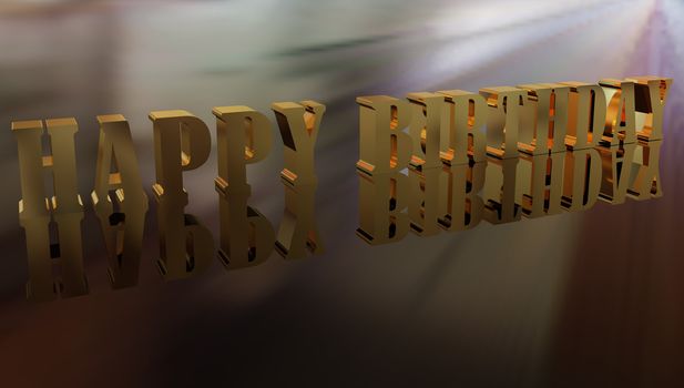 3d illustration. Metal text happy birthday. High resolution image.