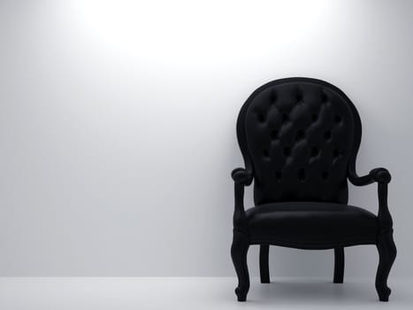High resolution image interior. Armchair near a wall in a white room.