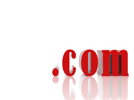 High resolution image. 3d illustration. Red symbol com.