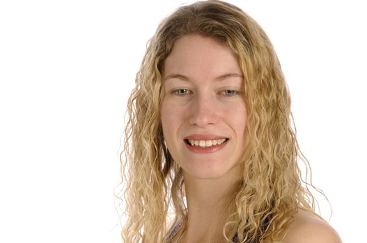 Attractive blond female isolated over white