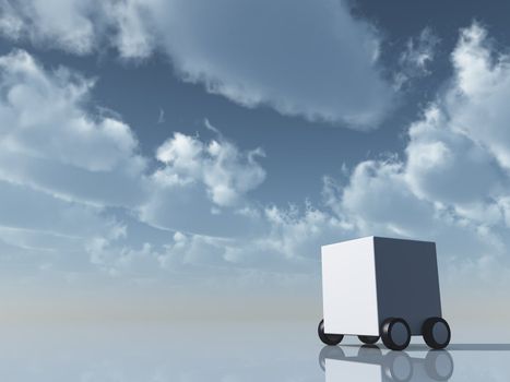 white box on wheels - 3d illustration