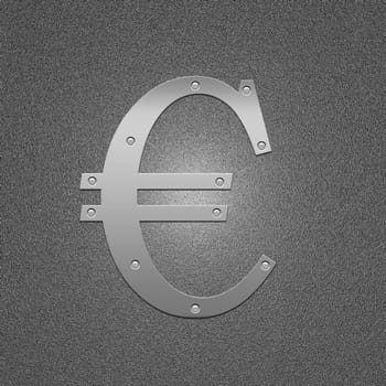 Symbol of the European money. Metal euro. The international sign on money.