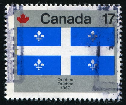 CANADA - CIRCA 1979: Designs: Provincial and Territorial flags. Quebec, circa 1979.