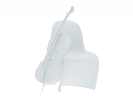High resolution image  cello. 3d illustration over  white backgrounds.
