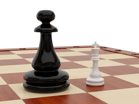 High resolution image chess on a white background. 3d illustration.