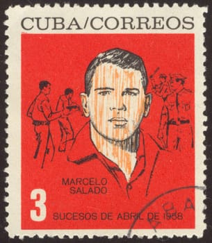 The scanned stamp. The Cuban stamp. Portrait of the man.