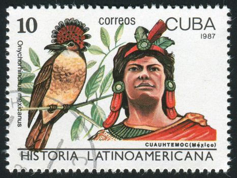CUBA - CIRCA 1987: Latin American History, Indians and birds, circa 1987.