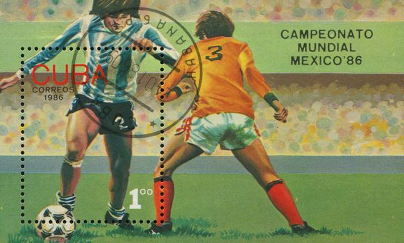CUBA - CIRCA 1986: 1986 World Cup soccer Championships, Mexico, circa 1986.