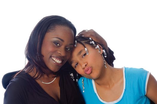 African american mother and daughter smiling