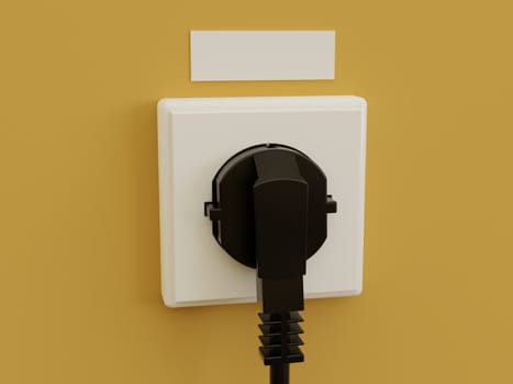 3d illustration electric socket. High resolution image. Electric cable.