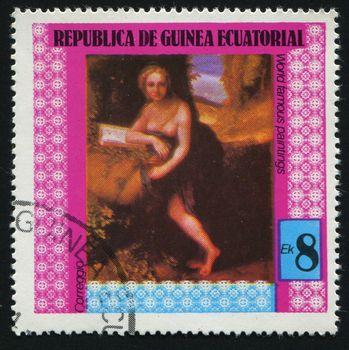 GUINEA - CIRCA 1987: Ancient picture of the bared woman, circa 1987.