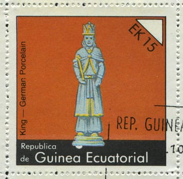 EQUATORIAL GUINEA - CIRCA 1976: Ancient chessmen, circa 1976.