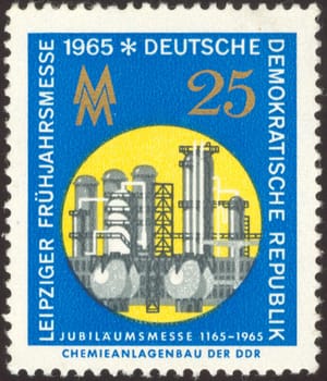 The scanned stamp. German stamp. Chemical plant in Germany.