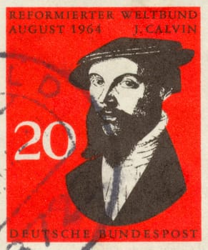 GERMANY -CIRCA 1964: John Calvin was an influential French theologian and pastor during the Protestant Reformation, circa 1964.