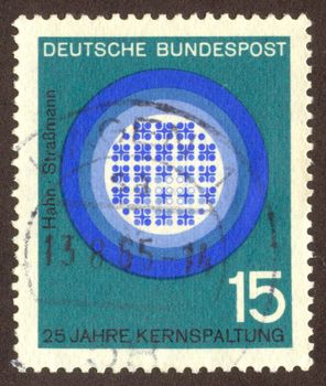 GERMANY -CIRCA 1964: Straßmann was a German chemist who, with Otto Hahn in 1938, identified barium in the residue after bombarding uranium with neutrons, circa 1964.
