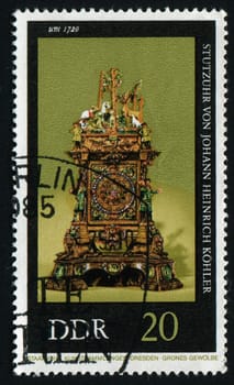 GERMANY  - CIRCA 1975: AClocks, Dresden Museums, Johann Heinrich Kohler,  circa 1975.