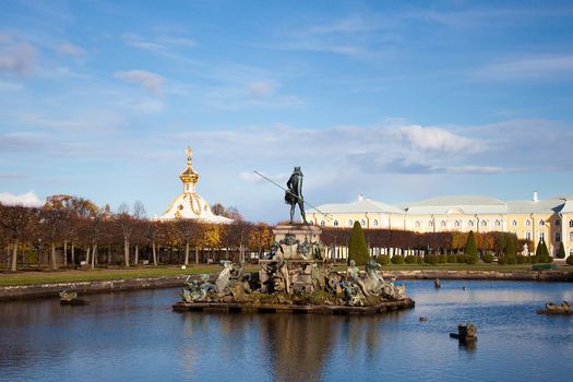 Big fountain in old park Peterhof (Petergof), Russia