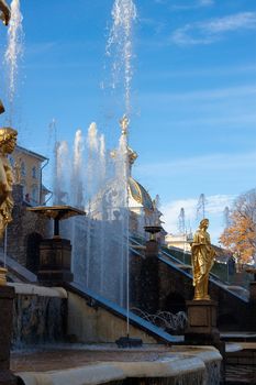 Big fountain in old park Peterhof (Petergof), Russia