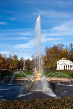 Big fountain in old park Peterhof (Petergof), Russia