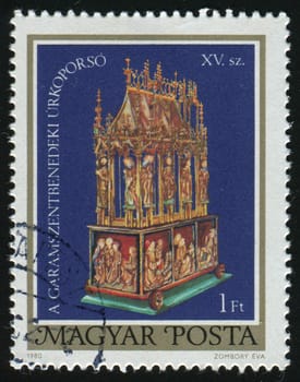 HUNGARY - CIRCA 1980: JEaster Casket of Garamszentbenedek 15th Century (Restoration), circa 1980.