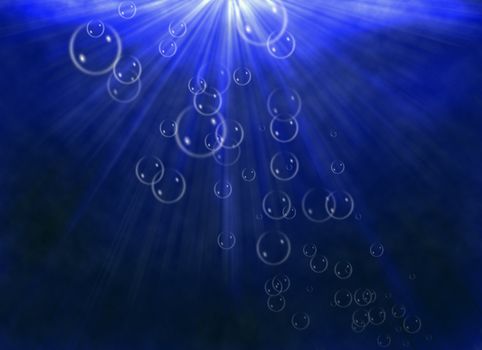 illustration, abstract blue texture bubble in water