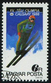 HUNGARY - CIRCA 1987: 1988 Winter Olympics Calgary, circa 1987.