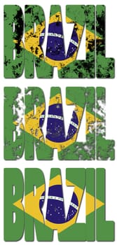 some very old grunge flag of brazil in text