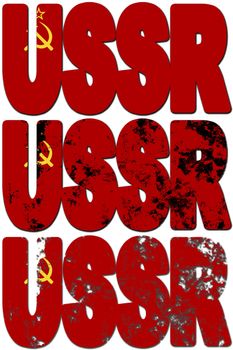 some very old grunge flag of ussr made of name of country