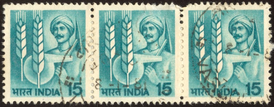 The scanned stamp. The Indian stamp. The Indian peasant.