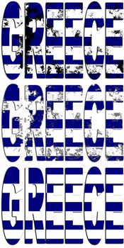 some very old grunge flag of greece made of name of country