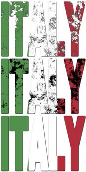 some very old grunge flag of italy made of name of country