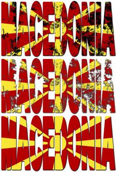 some very old grunge flag of macedonia made of name of country