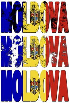 some very old grunge flag of moldova made of name of country