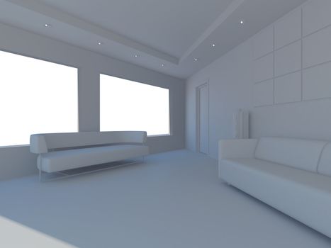 High resolution image interior. 3d illustration modern interior.