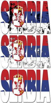 some very old grunge flag of serbia made of name of country