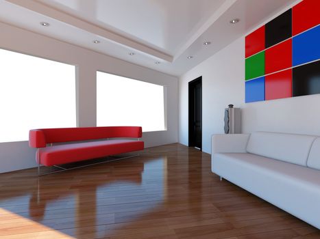 High resolution image interior. 3d illustration modern interior.