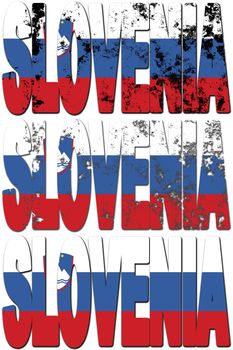 some very old grunge flag of slovenia made of name of country