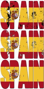 some very old grunge flag of spain made of name of country