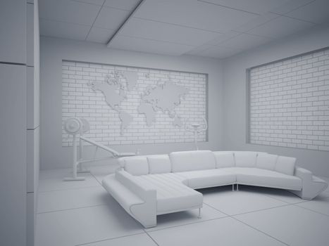 High resolution image interior. 3d illustration modern interior. Living room.