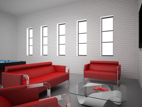 High resolution image interior. 3d illustration modern interior.
