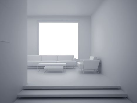 High resolution image interior. 3d illustration modern interior. Living room.