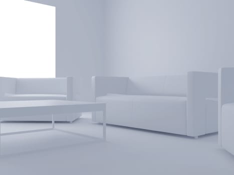 High resolution image interior. 3d illustration modern interior. The plasma TV.