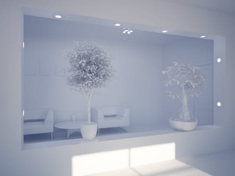 High resolution image interior. 3d illustration modern interior.