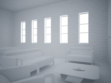 High resolution image interior. 3d illustration modern interior.