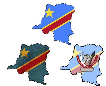 some very old grunge flag on territory of congo