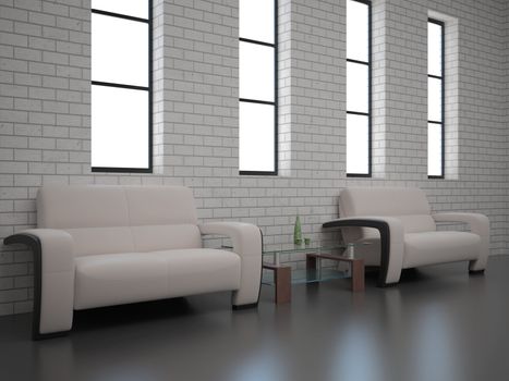 High resolution image interior. 3d illustration modern interior. Living room.