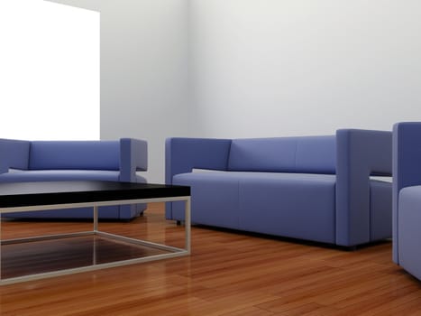 High resolution image interior. 3d illustration modern interior. The plasma TV.